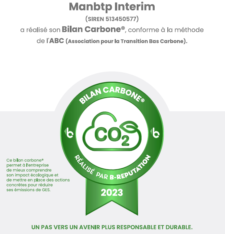 diplome bilan carbone Man BTP intérim Paris