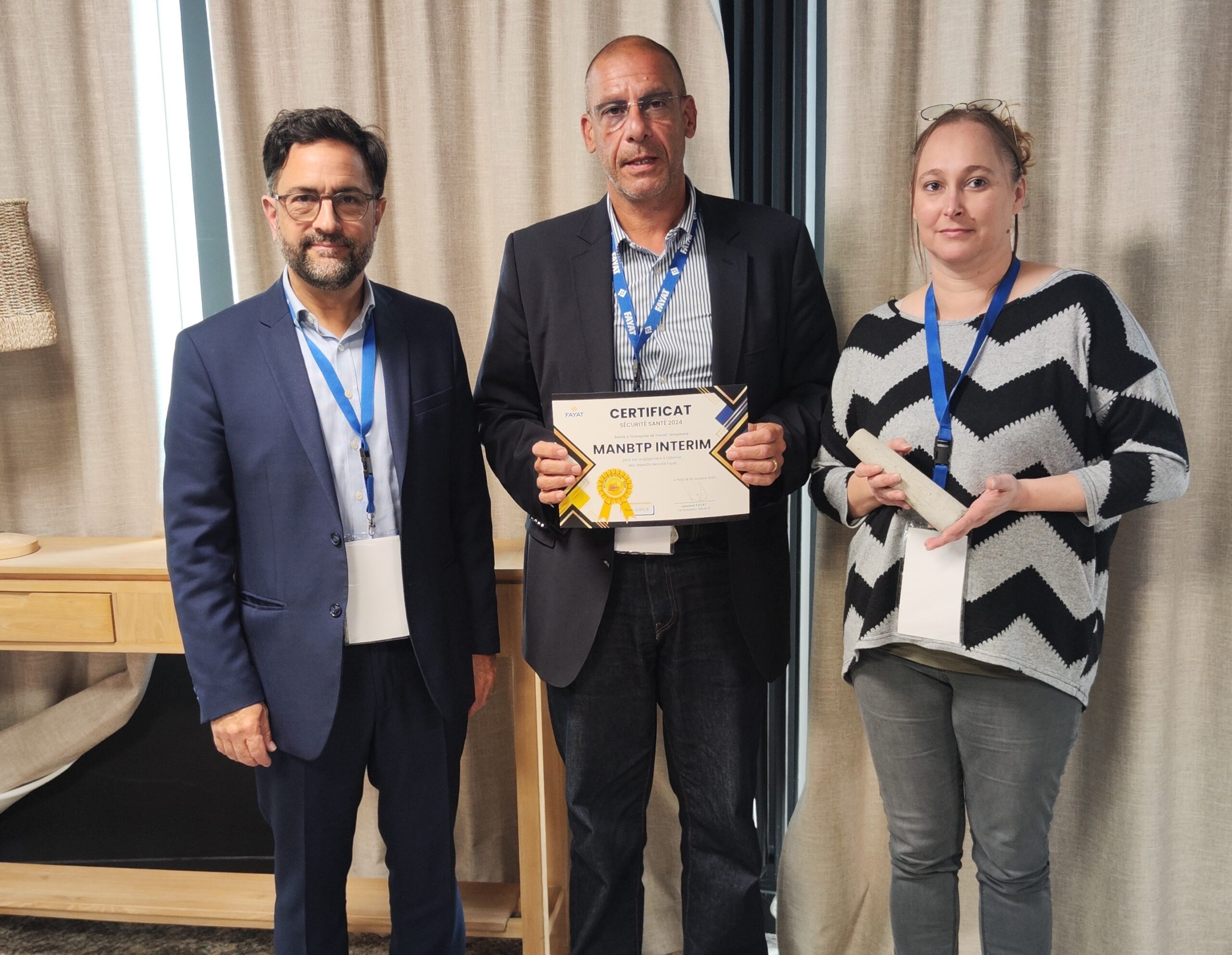 ManBTP intérim distinguée pour la qualité et le sérieux de son partenariat avec le groupe Fayat